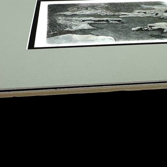 Vintage Leo P Donahue Art Etching New England Winter Stream Signed #158/250 Mat - Picture 8 of 10